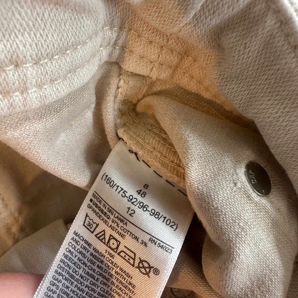 GAP High Waisted Cream/Beige Cotton Barrel Khaki Pants - Size 8 - Picture 6 of 16